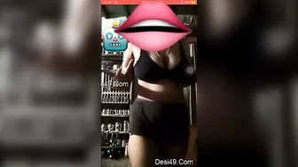 Young GF Pulling Her Top Up Showing Her Big Boobs
