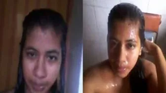 Desi GF Recording Herself Bathing Nude In Bathroom