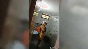 Spying On My Sexy Desi Neighbor Bathing Caught On Hidden Camera