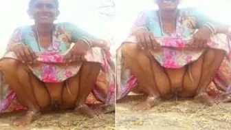 Mature Bhabhi Squatting To Pee Outdoors While Hubby Films Her