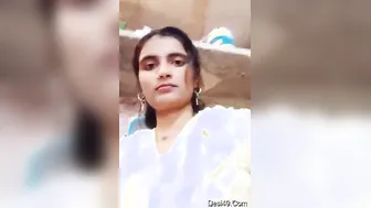 Village Bhabhi Exposing Her Huge Tits And Hairy Pussy Outdoors
