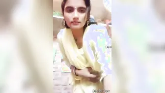 Village Bhabhi Exposing Her Huge Tits And Hairy Pussy Outdoors