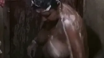 Village Boudi Soaping Her Naked Body During Outdoor Bath Time