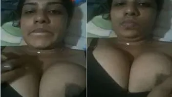Busty Indian Bhabhi Squeezing Her Big Natural Tits At Home