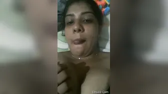 Busty Indian Bhabhi Squeezing Her Big Natural Tits At Home