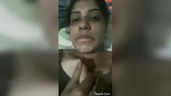 Busty Indian Bhabhi Squeezing Her Big Natural Tits At Home