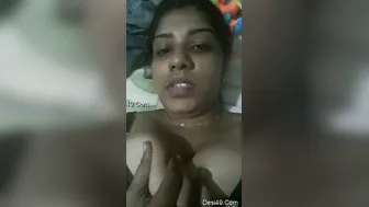 Busty Indian Bhabhi Squeezing Her Big Natural Tits At Home