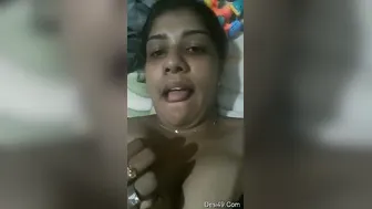 Busty Indian Bhabhi Squeezing Her Big Natural Tits At Home