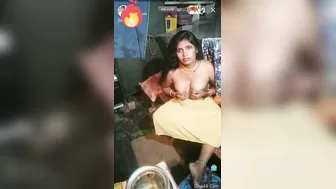 Village Wife Showing Off Her Bare Tits During Live Stream