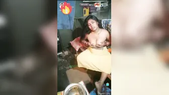 Village Wife Showing Off Her Bare Tits During Live Stream