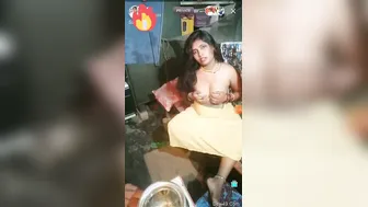 Village Wife Showing Off Her Bare Tits During Live Stream