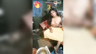 Village Wife Showing Off Her Bare Tits During Live Stream