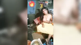 Village Wife Showing Off Her Bare Tits During Live Stream