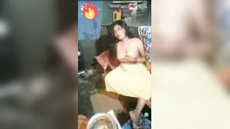 Village Wife Showing Off Her Bare Tits During Live Stream