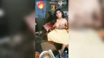 Village Wife Showing Off Her Bare Tits During Live Stream