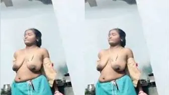 South Indian Wife Changing Clothes While Hubby Records At Home