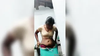 South Indian Wife Changing Clothes While Hubby Records At Home