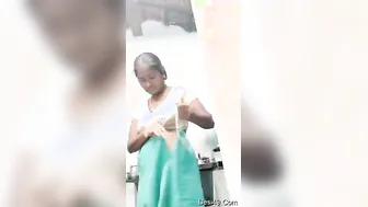 South Indian Wife Changing Clothes While Hubby Records At Home