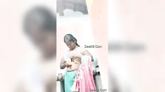 South Indian Wife Changing Clothes While Hubby Records At Home