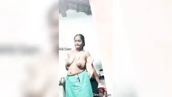 South Indian Wife Changing Clothes While Hubby Records At Home