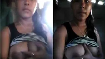 Horny GF Fondling And Squeezing Her Boobs At Home