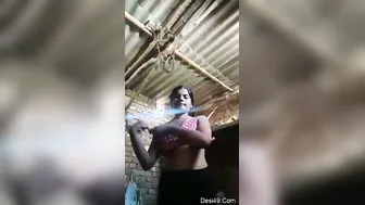 Village Girl Stripping Down Recording Her Naked Body For Him