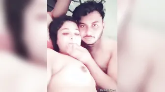 Cute GF Getting Her Soft Boobs Sucked By Her Hungry Bf