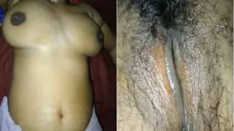 Filming My Wife Showing Her Tits And Hairy Pussy In Bedroom