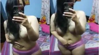 Desi Babe Recording Her Big Natural Boobs In Selfie Video