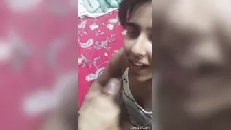 Cute GF On Her Knees Sucking His Hard Cock Like A Slut