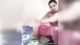 Desi Bhabhi Caught Bathing Outdoors By Her Secret Lover