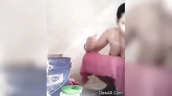 Desi Bhabhi Caught Bathing Outdoors By Her Secret Lover