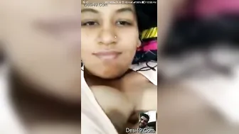 Desi Married Woman Showing Off Her Tits During Video Call