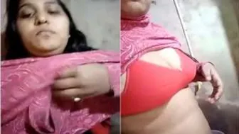 Horny Married Bhabhi Teasing In Pink Bra Stripping For Husband