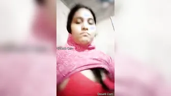 Horny Married Bhabhi Teasing In Pink Bra Stripping For Husband