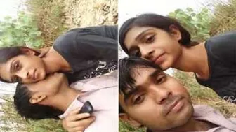 Cheating Lovers Kissing And Touching Outdoors Behind Her House