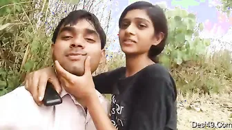 Cheating Lovers Kissing And Touching Outdoors Behind Her House