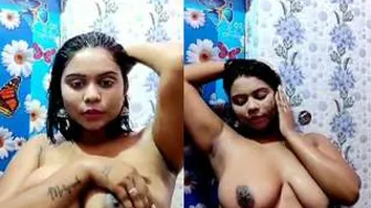 Watching My Desi Babe Taking A Hot Bath Through The Bathroom