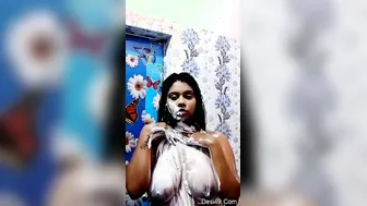 Watching My Desi Babe Taking A Hot Bath Through The Bathroom