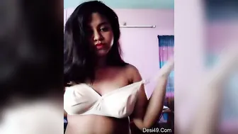 Desi Babe Flashing Her Perfect Tits Again For My Camera At Home