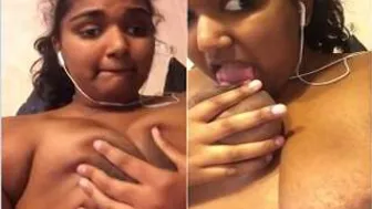 Chubby Nri Babe Squeezing And Playing With Her Massive Melons