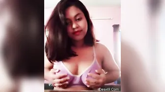 Cute GF Slowly Revealing Her Perfect Boobs For Him