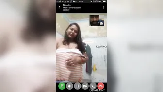 Cheating Wife Flashing Big Boobs To Lover On Video Call