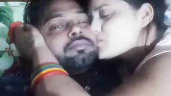 Young Indian Couple Making Out Passionately In Their Bedroom