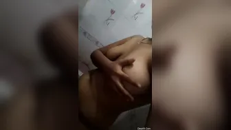 My Desi Babe Squeezing Her Soft Tits Just For Me Tonight