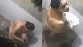 Desi Bhabhi Caught Bathing On Hidden Camera Footage Today