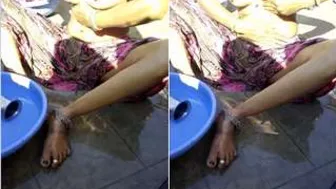 Sexy Bhabhi Bathing Completely Naked Outdoors By The Water Pump