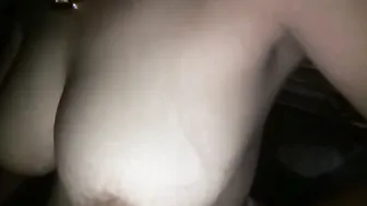 Naughty Housewife Playing With Her Massive Natural Boobs Alone
