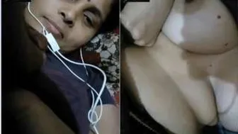 Horny Wife Flashing Her Big Natural Tits During Video Call