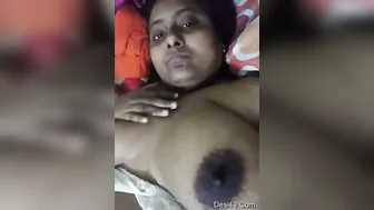 Horny Wife Playing With Her Huge Natural Tits In The Bedroom